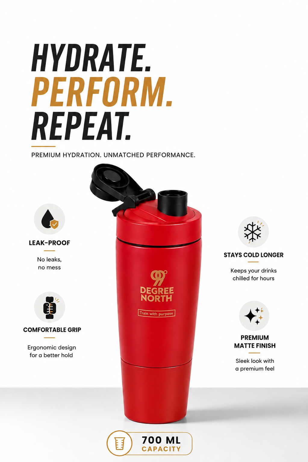 STAINLESS STEEL SHAKER PRO(RED)