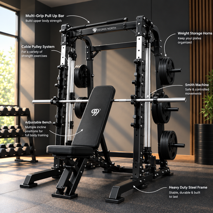 Smith Machine with Adjustable Bench